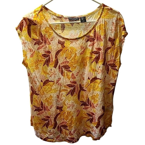 Tahari 100% Linen Shortsleeve Women's‎ Top M Multicolor - Picture 1 of 2